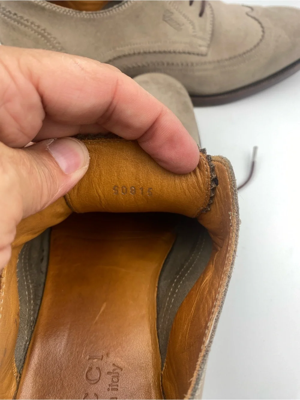 Gucci Taupe Suede Wingtip Derby Shoes